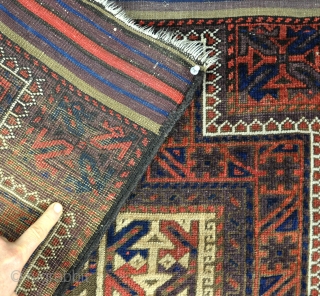 Finely woven Baluch double niche rug with shiny wool and good dyes. Late 19th century.132x70cm                  