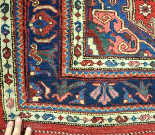 Antique Gogargene (Bijar) rug Circa 1900. Excellent original condition, no repairs, fat pile allover with very jolly colours. The mid-size is very unusual.158x105cm.          