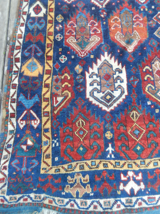 Kurdish--Mid 19th Century -- Flaming Palmettes --Some  old restorations -- Rug was repaired by  George Howell in the 1970's  --If anyone remembers George--RIP--Good rug for  a collection --  ...