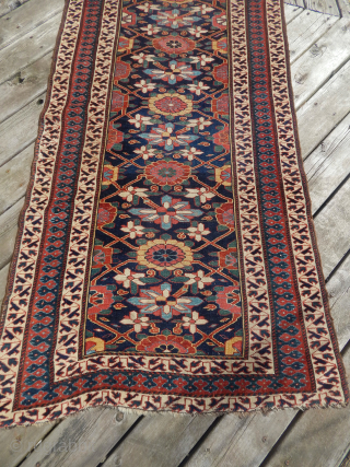 NWP Kurdish runner -Mid 19th Century--Some  foundation is showing- is in better  than good good condition --  36"  x   
 17'2"  --  See the  ...