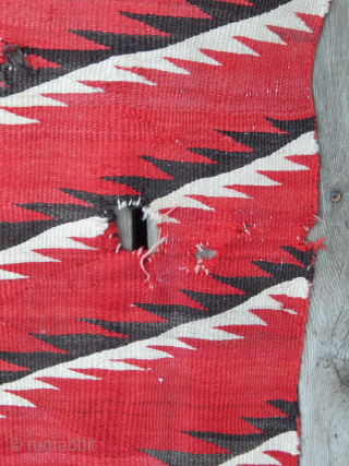 Navajo Weaving   Late 19th Century -  Early  20th Century  --  Size 9'3"  x  5'3"  --  This piece has damage, see the photos.  ...