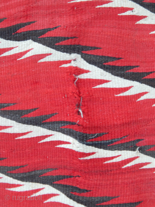 Navajo Weaving   Late 19th Century -  Early  20th Century  --  Size 9'3"  x  5'3"  --  This piece has damage, see the photos.  ...