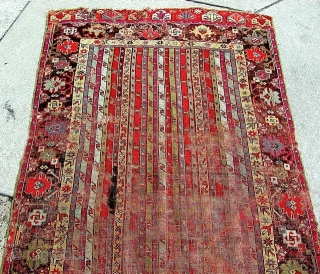 Anatolian (Mujur?) long rug, complete & with great colors, but a healthy amount of wear, approx 3' x 10'              