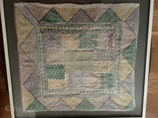 This is a 'turbah' cloth - NOT a turban cloth!  There is a difference!  Old 'turbah' cloth....Afghanistan, most likely, and a Hazara item.  Small embroidered square with abstract geometric  ...