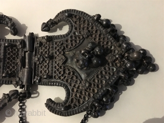 Hand wrought buckle, I think it is made of silver, old, Afghani? Indian?, 7" L - heavy and heavily tarnished             