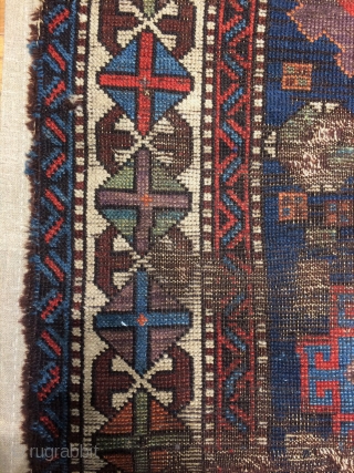 Anatolian Kurdish Rug fragment Circa.1830 mounted very well on linen.size is 140x140cm                     