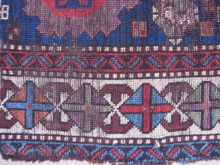 Anatolian Kurdish Rug fragment Circa.1830 mounted very well on linen.size is 140x140cm                     