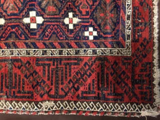 Baluch Rug Circa.1900 mounted on Canvas.possible to send larger images.                       