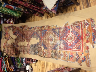 Konya rug fragment size is 265x95cm
Stiched on cotton fabric                        