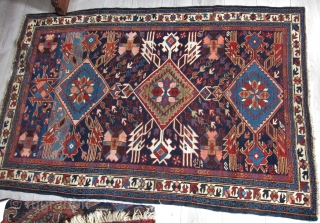 19th Cent. Kuba Rare Pattern Photo Included from Luciano Coen Book - The Oriental Rug.
Lots of colors including Watermelon, Deep Blue and Green, Wild Abrash at one end.
Length 62" x 42".  
