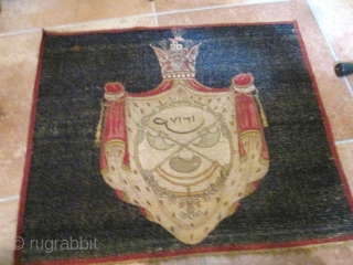 Very fine Kerman 'Dervish' type rug. Dated and signed with Coat of Arms.
close to 500 KPI some minor staining. Condition otherwise is excellent,
full pile. Size 27" x 20".     