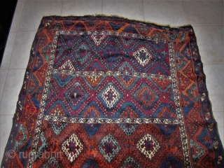 Anatolian Yuruk Rug 19th C.  A pattern somtimes called \"Baklava\"
Beautiful colors. Full pile with a few scattered repiles about 50" x 98" inches
slightly curved uneven end. I would consider trades. Thank  ...