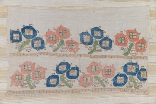 Otoman embroidery, silk on silk, XVIII century, good condition with fresh colors, 48 X 74 cm                 