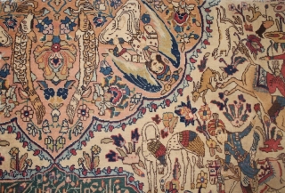 20th cent over (100 years old)  Persian Tabriz, fragment beautiful colours and spectacular design, the size is: 150cm by 180cm.            