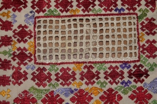 Late 19th cent Tajik Ruiband (Veil) Spectacular natural colours and excellent stitches, it is very rare piece, good condition.              