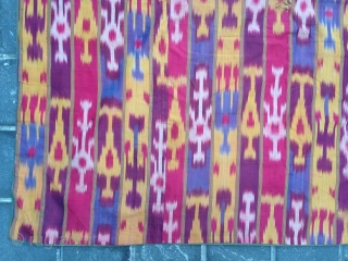 19th cent Uzbek Ikat silk on silk Ikat panel. Excellent natural colours. Good condition.                   