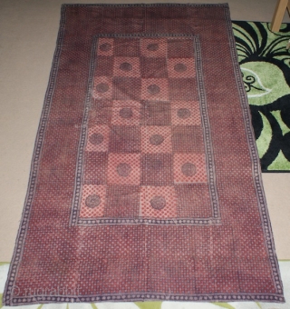 19th cent or more early uzbek cotton block print, it is lovelly piece, and very good small round shape motifs. it has amazing colours, very decorative piece. more info please mail me. 