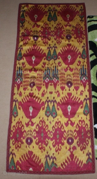 A superb 1850th Uzbek ikat panel. it is collectible piece, it has superb graphic and colours. it is very rare piece, and  it is silk warp/cotton weft. it is one of  ...