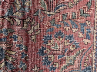 Persian Sarouk, early 20th century, 3-5 x 4-10 (104 x 147), very good condition, full pile, rug was hand washed, painted, original fringe knots both ends, plus shipping.     
