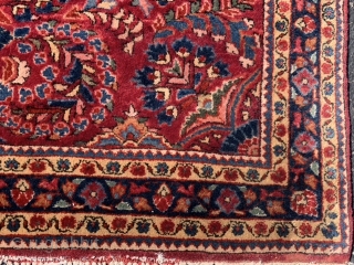 Persian Sarouk, early 20th century, 3-5 x 4-10 (104 x 147), very good condition, full pile, rug was hand washed, painted, original fringe knots both ends, plus shipping.     