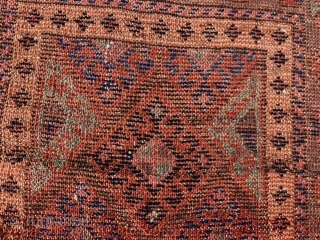 Persian Jaf Kurd bag face, late 19th century, 1-10 x 1-11 (56 x 58), rug was hand washed, good condition, good pile, nice purple border, browns oxidized, plus shipping.    