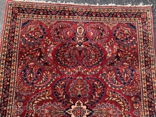 Persian Sarouk, early 20th century, 3-5 x 4-10 (104 x 147), very good condition, full pile, rug was hand washed, painted, original fringe knots both ends, plus shipping.     