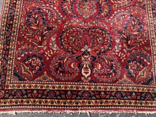 Persian Sarouk, early 20th century, 3-5 x 4-10 (104 x 147), very good condition, full pile, rug was hand washed, painted, original fringe knots both ends, plus shipping.     