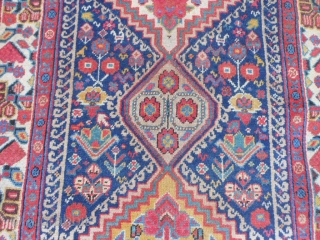 North West Persian weave and design, Kurdish colors and border, 3-1 x 18-1 (.94 x 5.51), late 19th century, 15-20 small animals, beautiful colors, clean, good pile,  floopy handle, 2 small  ...