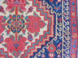 North West Persian weave and design, Kurdish colors and border, 3-1 x 18-1 (.94 x 5.51), late 19th century, 15-20 small animals, beautiful colors, clean, good pile,  floopy handle, 2 small  ...