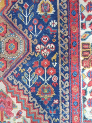 North West Persian weave and design, Kurdish colors and border, 3-1 x 18-1 (.94 x 5.51), late 19th century, 15-20 small animals, beautiful colors, clean, good pile,  floopy handle, 2 small  ...