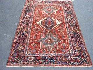 Persian Karaja, early 20th century, 4-8 x 6-3 (1.42 x 190), very good condition,
good pile, rug was washed, original edges, ends overcast, plus shipping.         