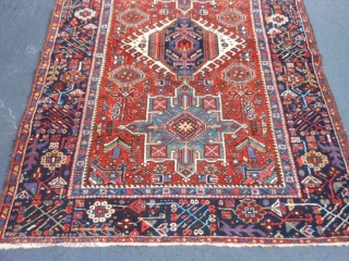 Persian Karaja, early 20th century, 4-8 x 6-3 (1.42 x 190), very good condition,
good pile, rug was washed, original edges, ends overcast, plus shipping.         