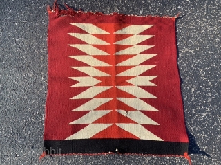 Germantown Navajo Sampler, early 20th century, 1-7 x 1-8 (48 x 51), fine weave, tare and hole, great colors, plus shipping.            