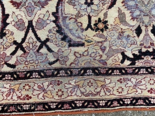 Persian Lavar Kerman, late 19th century, 2-7 x 3-1 (79 x 94), rug was hand washed, some new side bindings, decent condition, worn, pretty rug, plus shipping.      