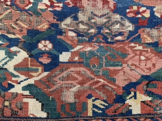 Caucasian Seichur Kuba, late 19th century, 3-6 x 5 (107 x 152), rug was hand washed, worn, holes, end loss, ID painted on back, plus shipping.       