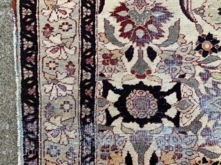 Persian Lavar Kerman, late 19th century, 2-7 x 3-1 (79 x 94), rug was hand washed, some new side bindings, decent condition, worn, pretty rug, plus shipping.      