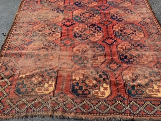 Ersari Turkoman, late 19th century, 6-11 x 8-11 (211 x 272), rug was hand washed, worn areas, pile areas, super colors, original ends and edges, plus shipping.      