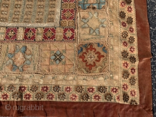 Greek Embroidery, late 19th century, 3-2 x 4-7 (97 x 140), prayer design, missing small area, mounted on linen, panels need to be sewn secure, plus shipping.      