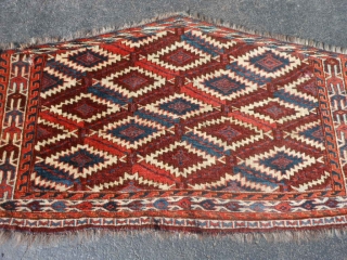 Turkman Yomud Asmalyk, Mid 19th century, 2-1 x 3-8 (.64 x 1.12), good full pile, fine weave, rug was hand washed, floppy handle, soft luxurious wool, great colors, Green Silk highlights in  ...