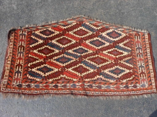 Turkman Yomud Asmalyk, Mid 19th century, 2-1 x 3-8 (.64 x 1.12), good full pile, fine weave, rug was hand washed, floppy handle, soft luxurious wool, great colors, Green Silk highlights in  ...