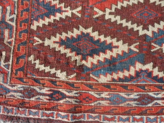 Turkman Yomud Asmalyk, Mid 19th century, 2-1 x 3-8 (.64 x 1.12), good full pile, fine weave, rug was hand washed, floppy handle, soft luxurious wool, great colors, Green Silk highlights in  ...