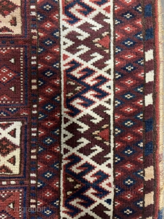 Yomud Turkoman, early 20th century, 8-0 x 19-8 (244 x 600), very good condition, clean, floppy handle, good pile, few old minor repairs, original ends and edges, has most of kilim skirts,  ...