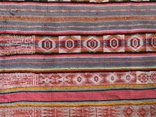 Peru/Ecuador Kilim, early to mid 20th century, 2-10 x 3-3 (86 x 99), very good condition, wool, closed tapestry with soumac bands, could use wash, reversible, plus shipping.     