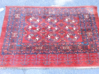 Turkmen Beshir Chuval, late 19th century, 3 x 4-8 (.91 x 1.42), very good condition, skirt end overcast, I washed this rug, plus shipping.         