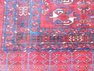 Turkmen Beshir Chuval, late 19th century, 3 x 4-8 (.91 x 1.42), very good condition, skirt end overcast, I washed this rug, plus shipping.         