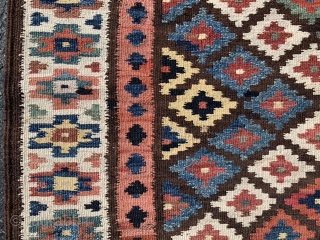 Saved Shah Savan Kilim runner,  early 20th century, 3-4 x 13-4 (102 x 406),  very good condition, reversible, rug was washed, closed tapestry weave, strong and tight, plus shipping.  