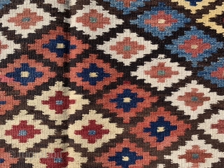 Saved Shah Savan Kilim runner,  early 20th century, 3-4 x 13-4 (102 x 406),  very good condition, reversible, rug was washed, closed tapestry weave, strong and tight, plus shipping.  