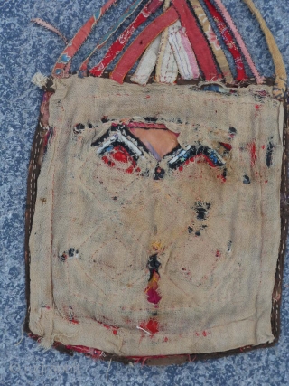 Lakai, Uzbekistan, Ikat, Needlepoint, 9" x 10" (.23 x .25), late 19th century, hanging piece, wear.                 