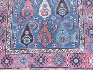 Caucasian Shirvan, circa 1900, 3-8 x 5-8 (1.12 x 1.73), wear, holes, end loss, rug has been washed, plus shipping.             