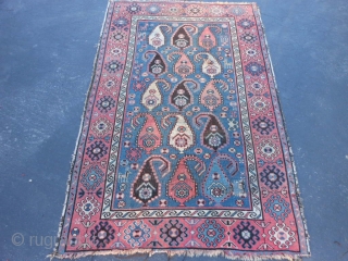 Caucasian Shirvan, circa 1900, 3-8 x 5-8 (1.12 x 1.73), wear, holes, end loss, rug has been washed, plus shipping.             